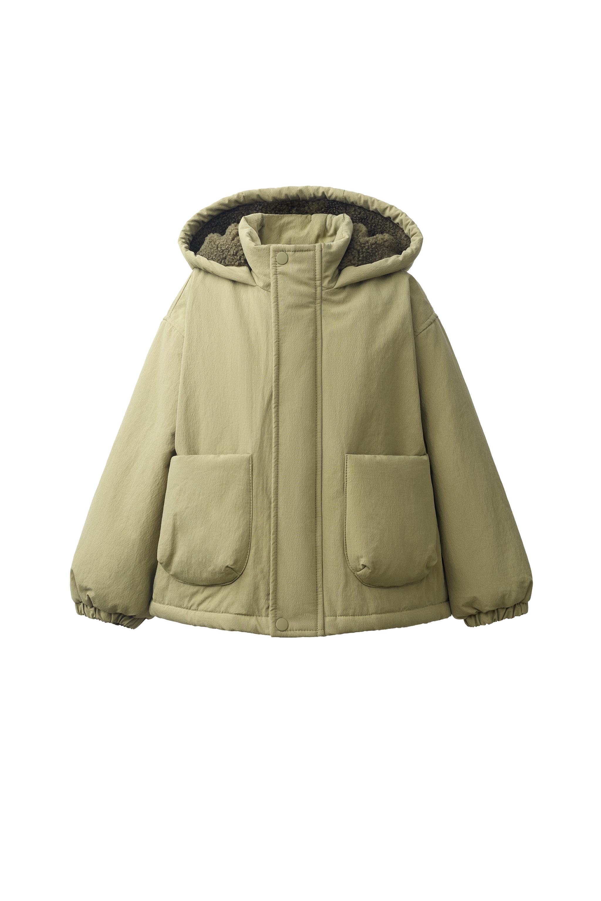 SHERPA-LINED HOODIE JACKET - Khaki | ZARA United States