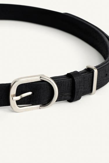 CONTRAST LEATHER BELT - Black by Zara - Image 3