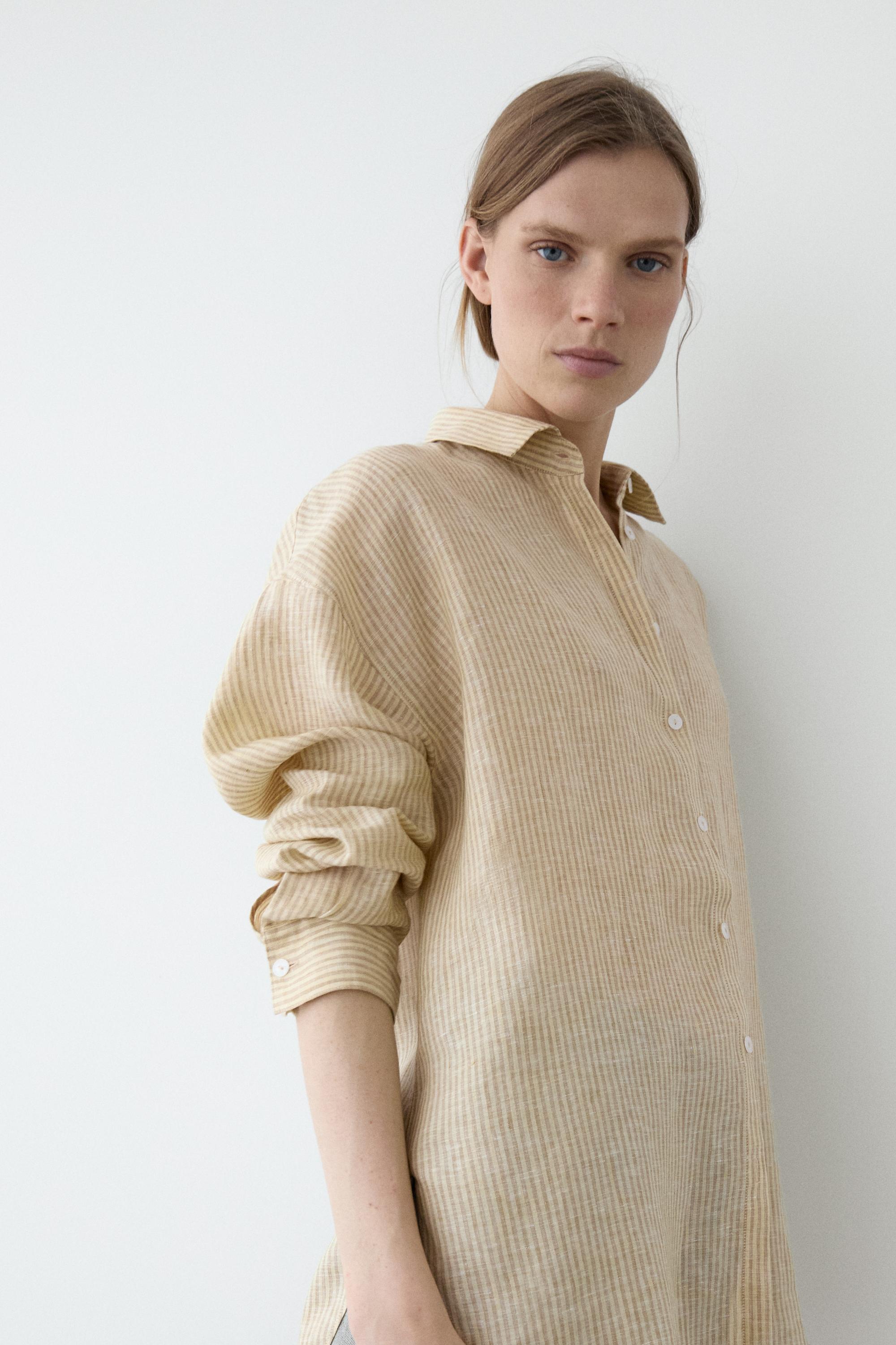 100% linen striped shirt