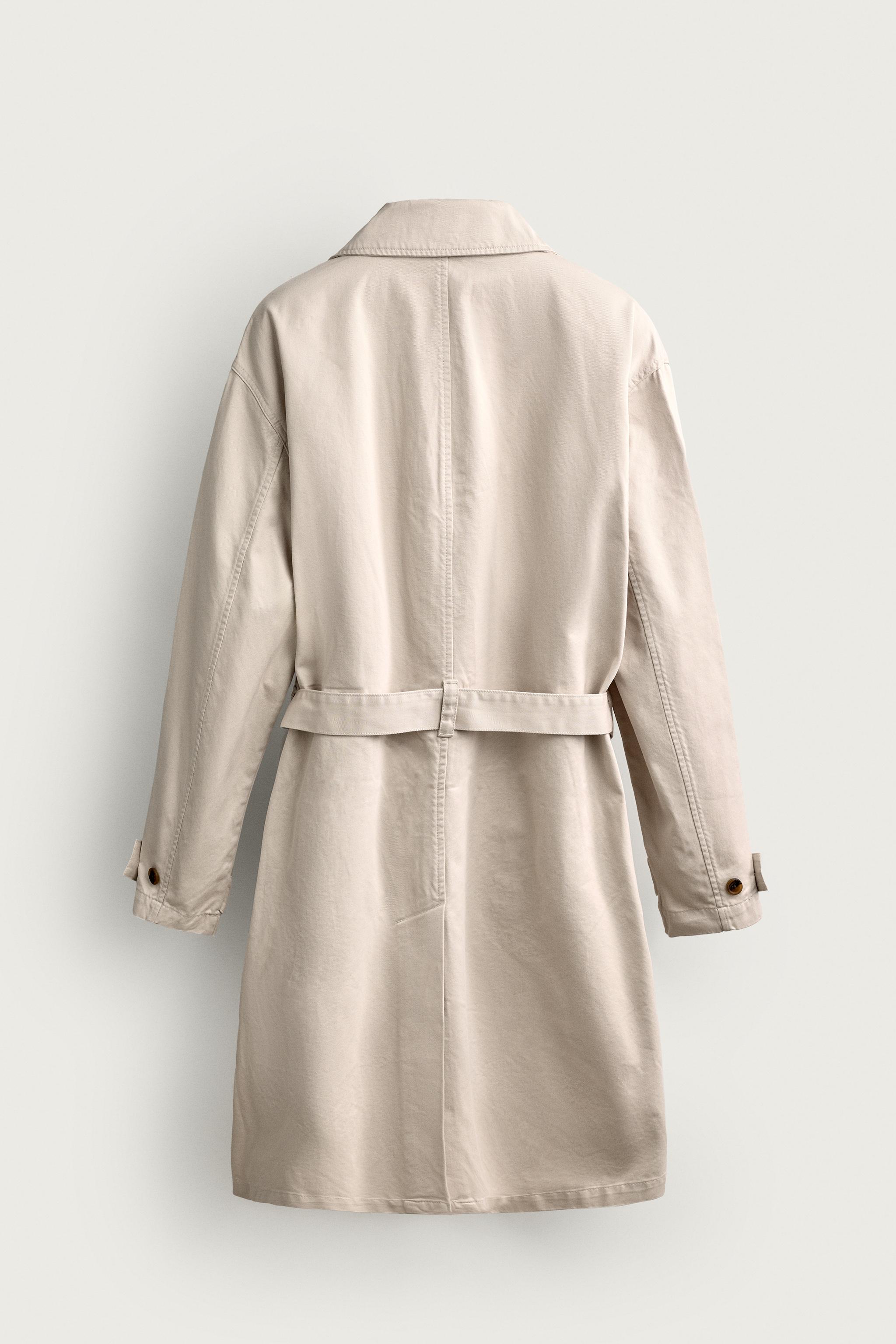COTTON REGULAR FIT TRENCH COAT — Ecru