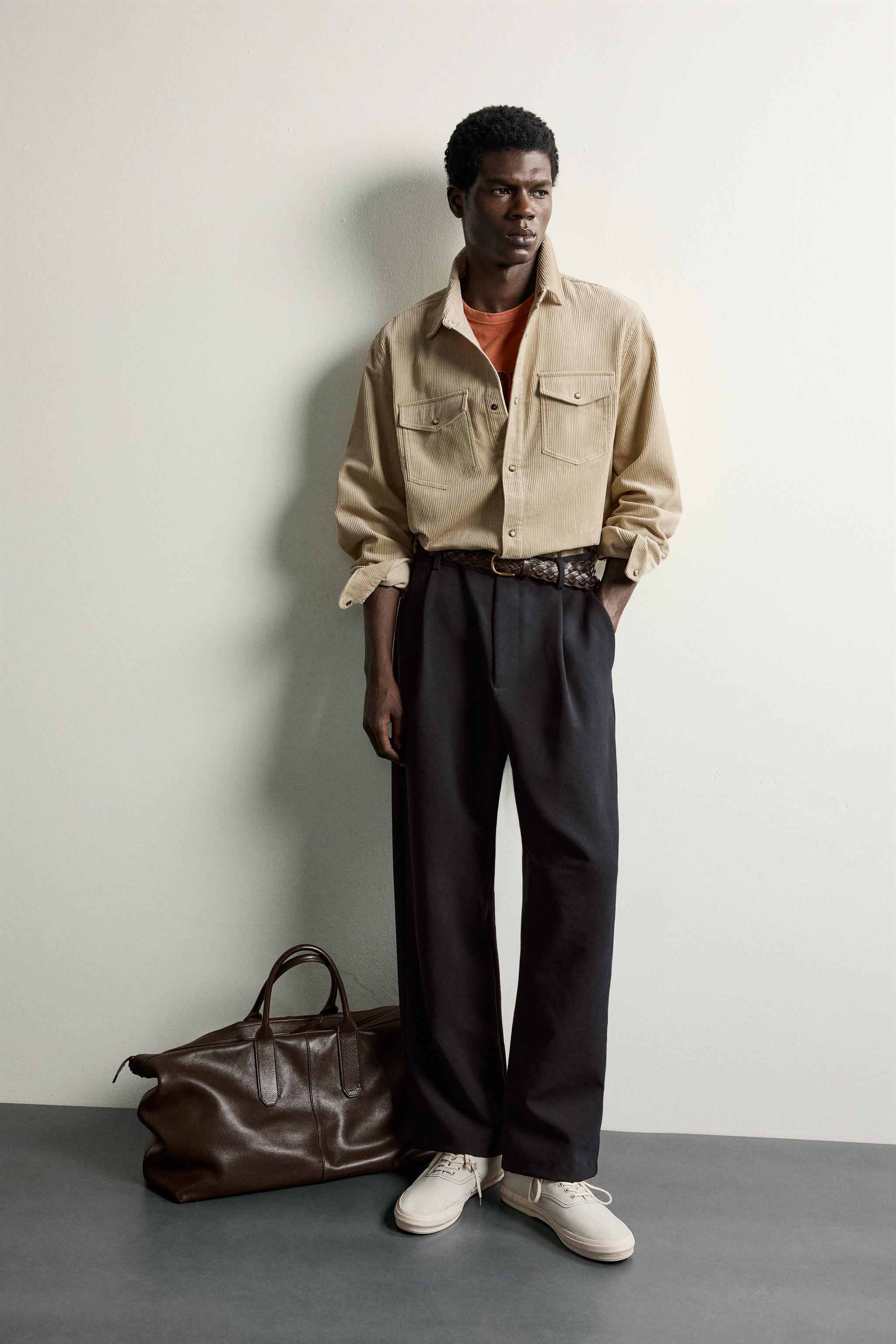 Zara FİTİLLİ KADİFE RELAXED FIT İNCE CEKET görsel 6