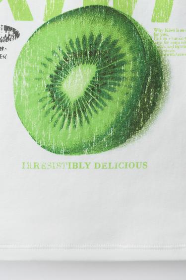 FRUIT PRINT RIBBED TOP - White by Zara - Image 3