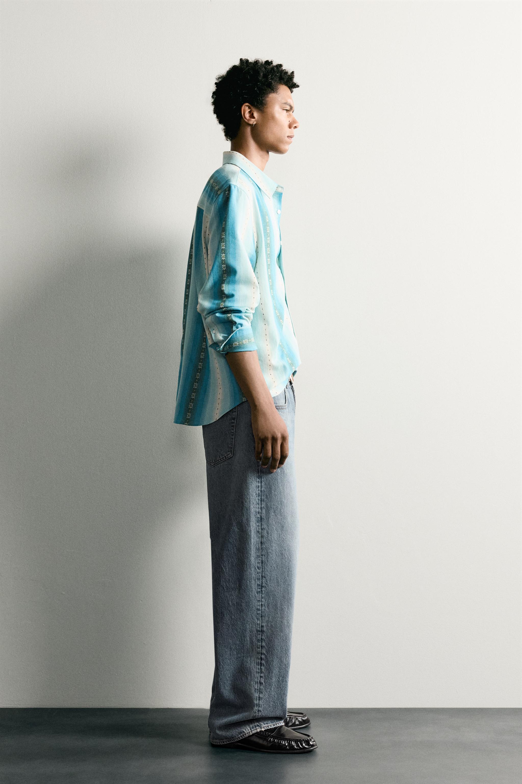 RELAXED FIT STRIPED JACQUARD SHIRT