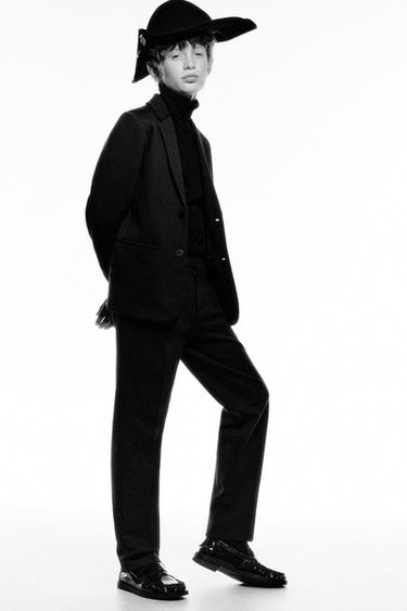 Zara TEXTURED SUIT BLAZER - Blue