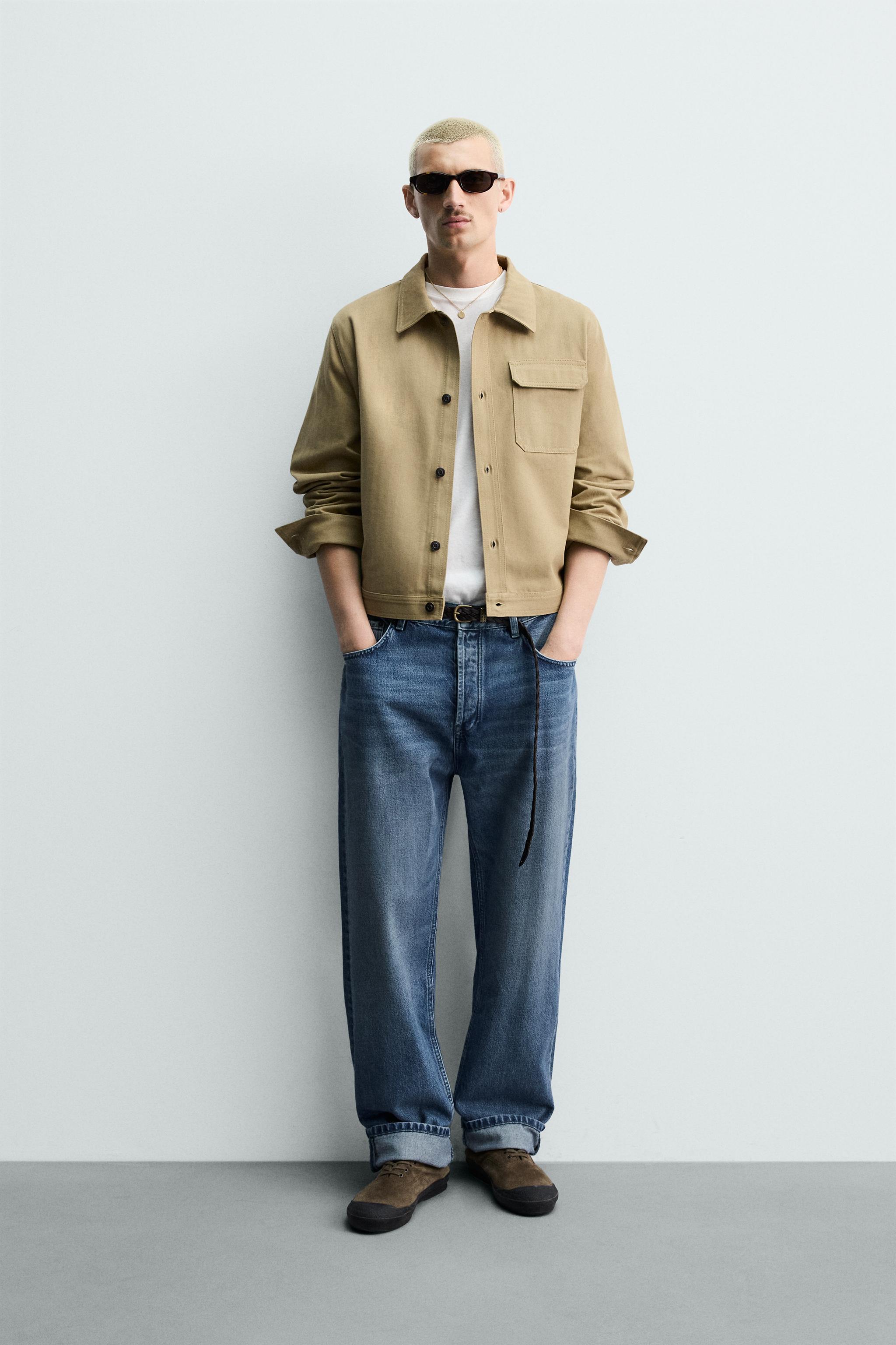 クロップドフィットポケットシャツジャケット - オリーブオイル | ZARA