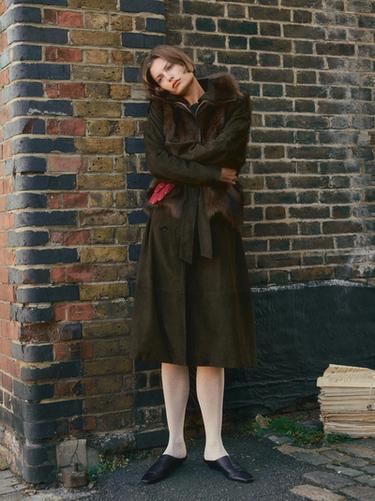 Trench largo piel ante - Marrón de Zara