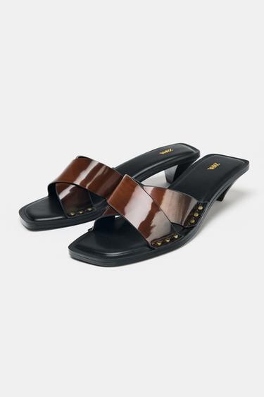 MULES KITTEN EN CUIR - Marron de Zara - Image 2