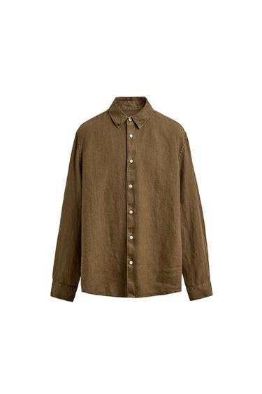 WASHED 100% LINEN SHIRT - Toffee by Zara