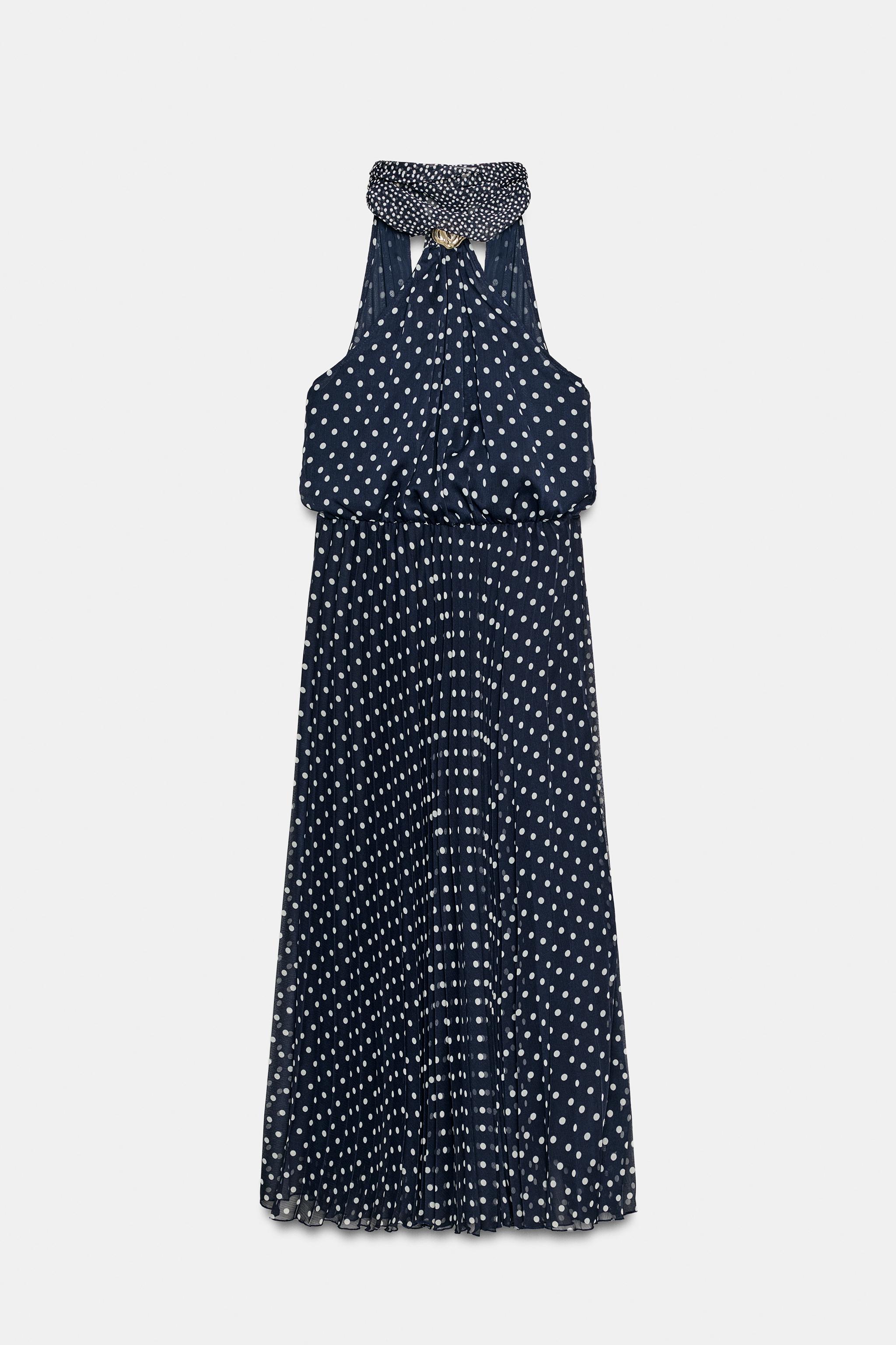 POLKA DOT HALTER MIDI DRESS