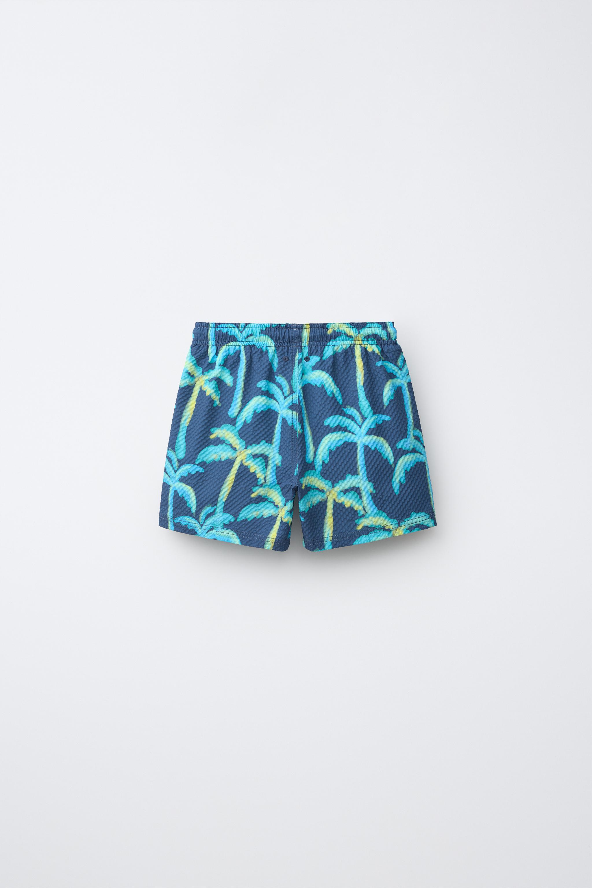 6-14 YEARS/ PALM TREE SWIM SHORTS — Blue (alternate view)
