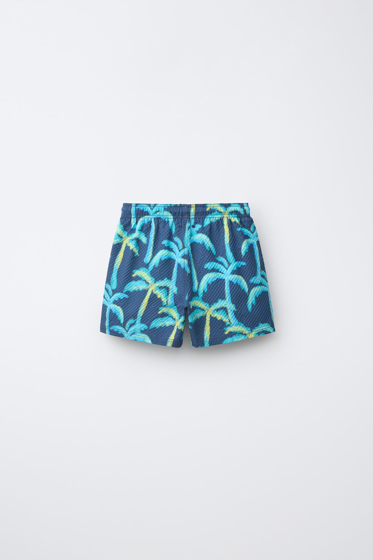 6-14 YEARS/ PALM TREE SWIM SHORTS — Blue