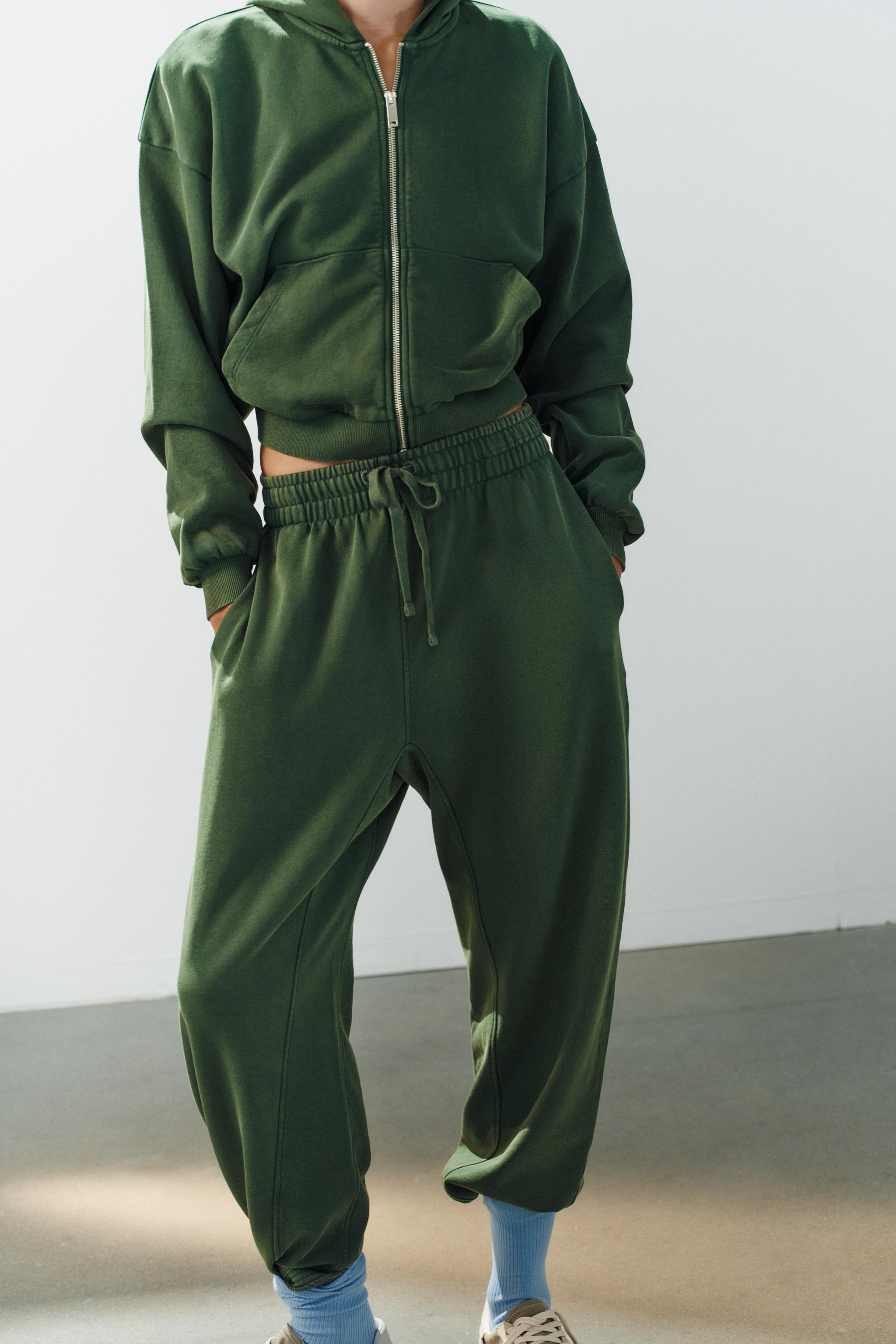 WASHED EFFECT PANTS — Green