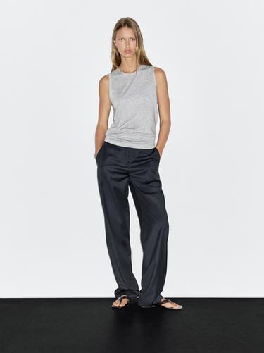 Zara Sleeveless round neck T-shirt - Gray - Image 0