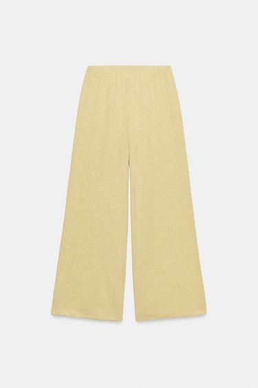 PANTALON DROIT TEXTURÉ - Jaune clair de Zara - Image 5