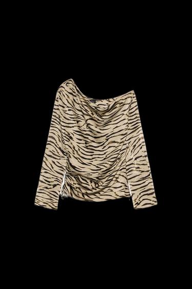 CUERPO ASIMÉTRICO ESTAMPADO ANIMAL - Khaki claro de Zara - Imagen 0