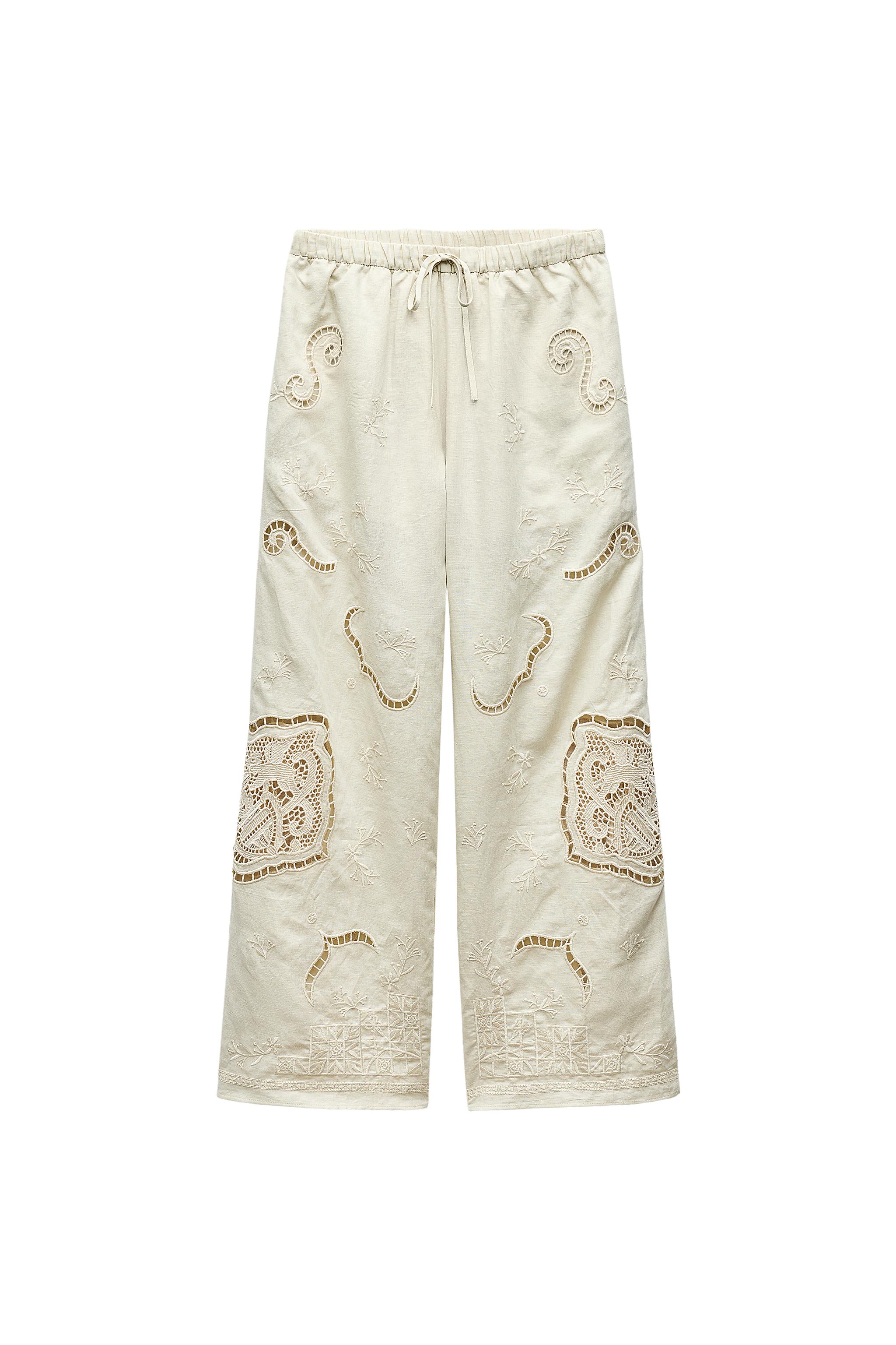 ZW COLLECTION EMBROIDERED TROUSERS | SECOND HAND | Zara Preowned