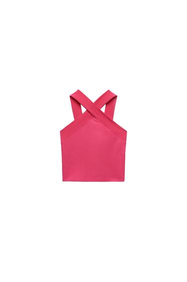 RIBBED HALTER TOP