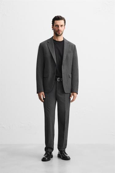 PANTALÓN TRAJE CUADROS - Gris Antracita de Zara - Imagen 0