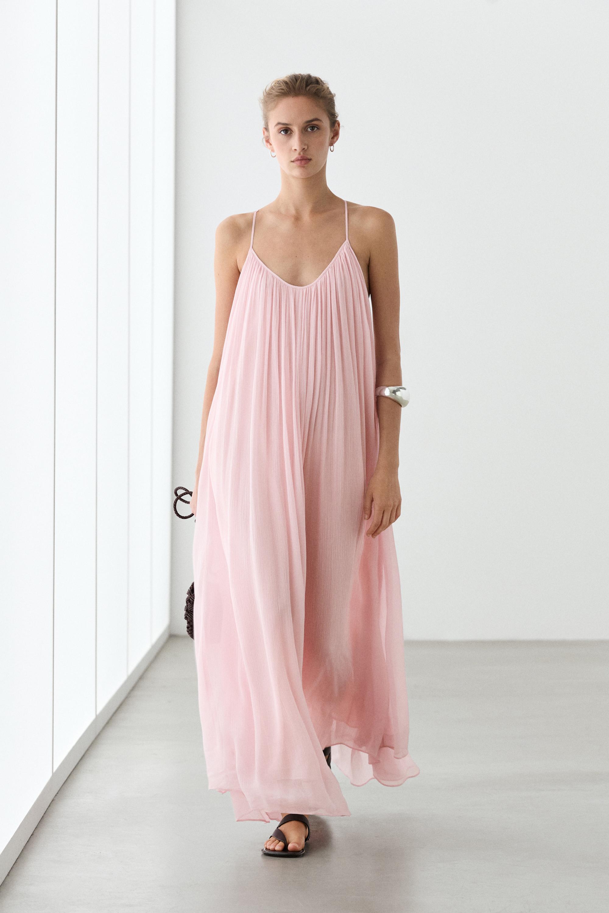 Flowing pleated spaghetti strap dress - 142 | ZARA United States