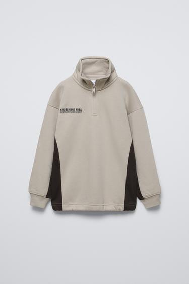 MOLETOM COM TEXTO EM EFEITO RELEVO - Cinza-toupeira da Zara - Imagem 0