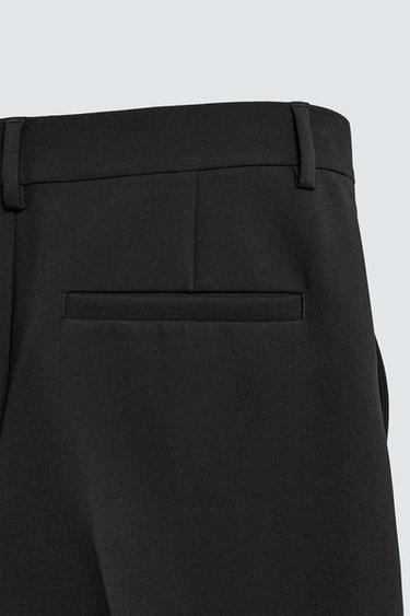 CROPPED WIDE-LEG PLEATED TROUSERS - Black by Zara - Image 9