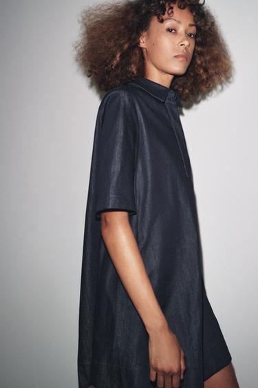 ZW COLLECTION DENIM MINI DRESS - Blue by Zara - Image 3