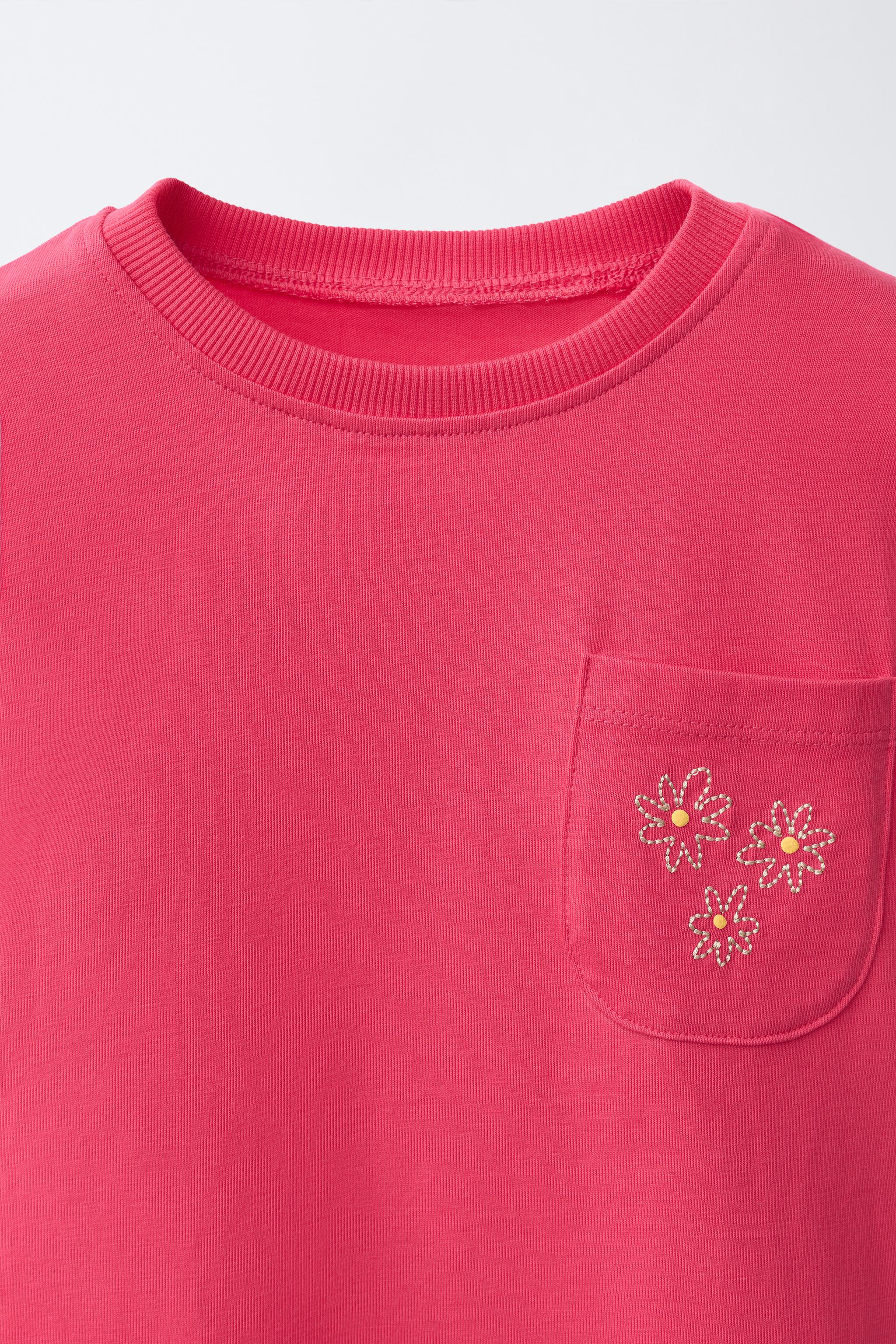 Детские футболки Zara EMBROIDERED POCKET T-SHIRT — фото 3