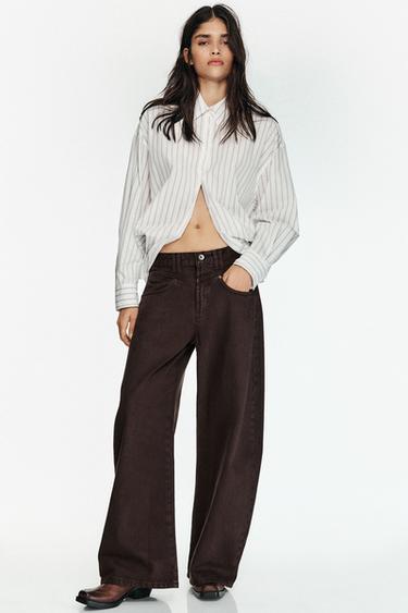 JEANS TRF BAGGY BARREL TIRO BAJO - Marrón de Zara