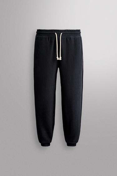 Zara COTTON JOGGER PANTS - Navy blue