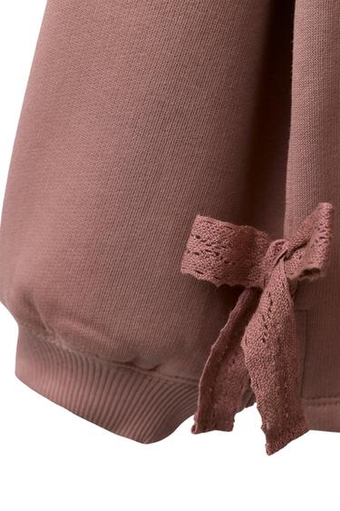 Zara LACE BOW SWEATSHIRT AND WAFFLE LEGGING SET - Dark pink