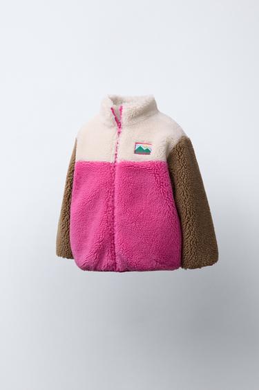 COLOR BLOCK FAUX SHEARLING JACKET WITH LABEL DETAIL - Various by Zara - Image 1
