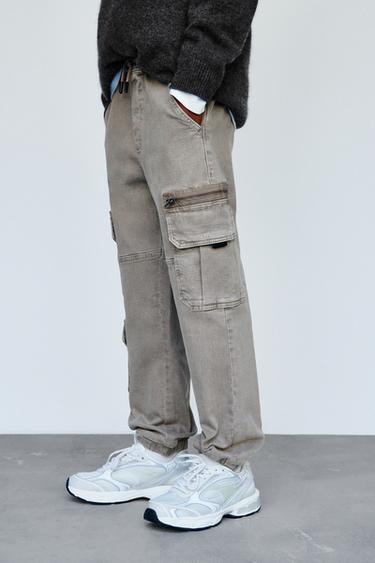 STRETCH JOGGING TROUSERS WITH POCKETS - Brown / Taupe by Zara