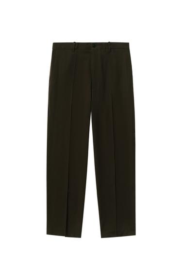 PANTALÓN REGULAR FIT 100% LANA - Negro / Marrón de Zara