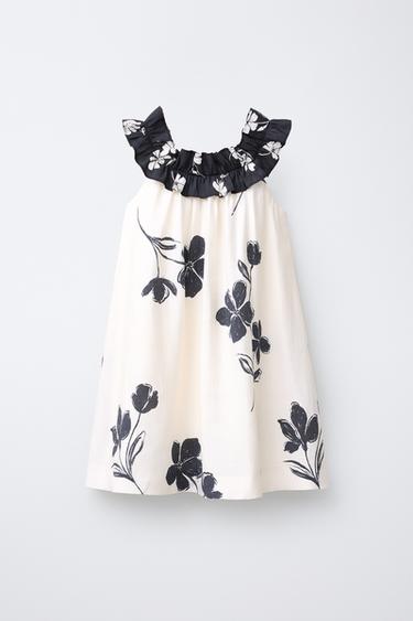 FLORAL PRINT DRESS - Ecru / Black by Zara