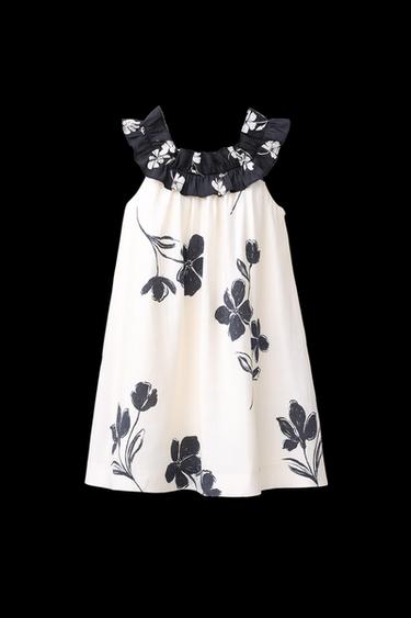 KLEID MIT BLUMENMUSTER - Cremefarben / Schwarz von Zara - Bild 0