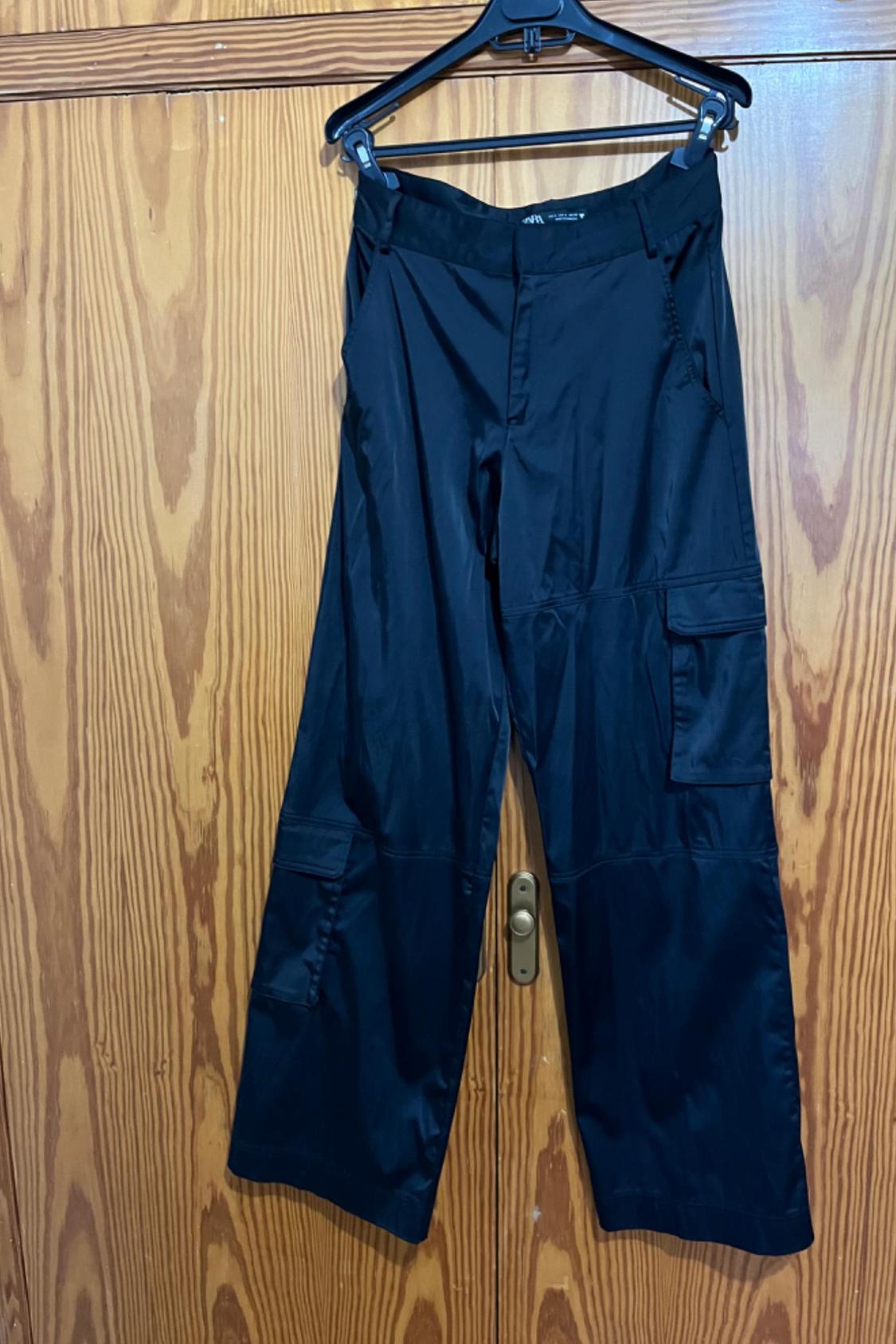 SATIN MULTI-POCKET CARGO TROUSERS