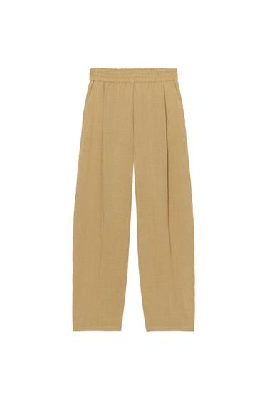 Zara 彈性腰身飄逸長褲套裝 - 焦糖色