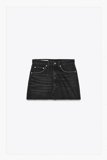 FALDA MINI DENIM TRF - Negro de Zara