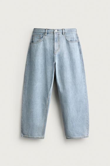 TAPERED WIDE-LEG JEANS - Light blue by Zara