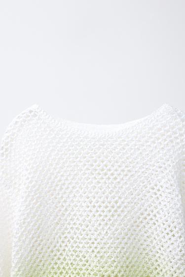 PULL RÉSILLE DÉGRADÉ - Écru / Vert de Zara - Image 2