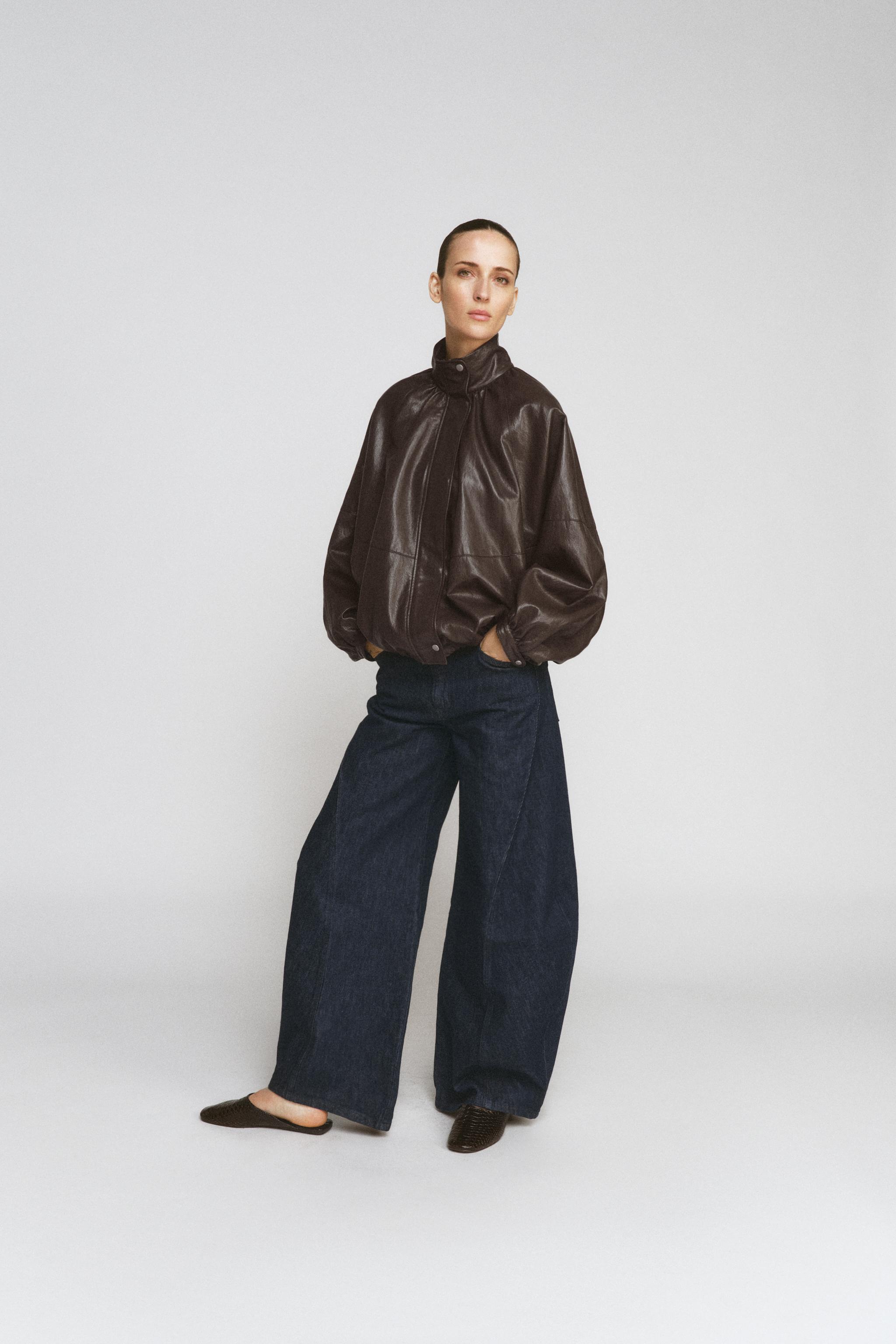 FAUX LEATHER BOMBER JACKET ZW COLLECTION