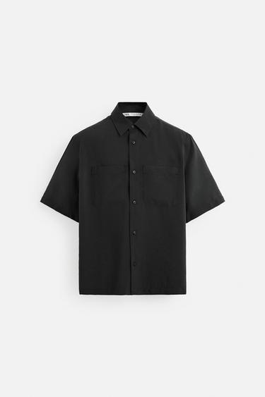 Zara RELAXED FIT FLOWY SHIRT - Black