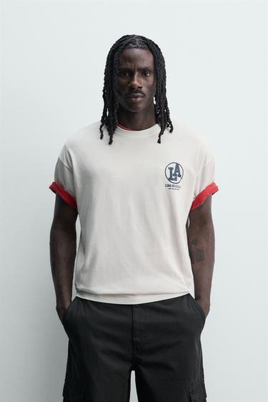 RELAXED FIT WASHED PRINT T-SHIRT - White by Zara