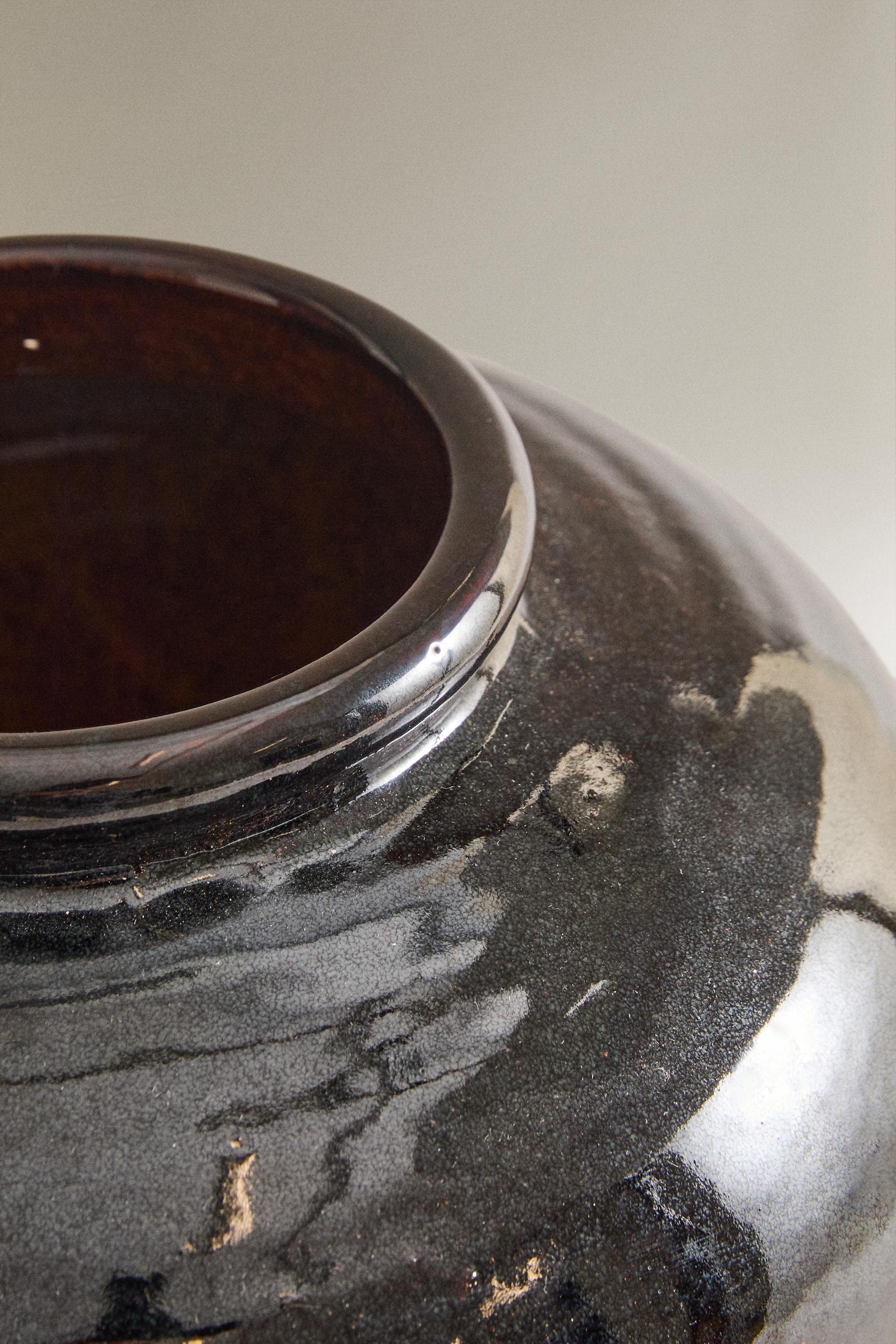 MEDIUM ENAMELLED STONEWARE VASE
