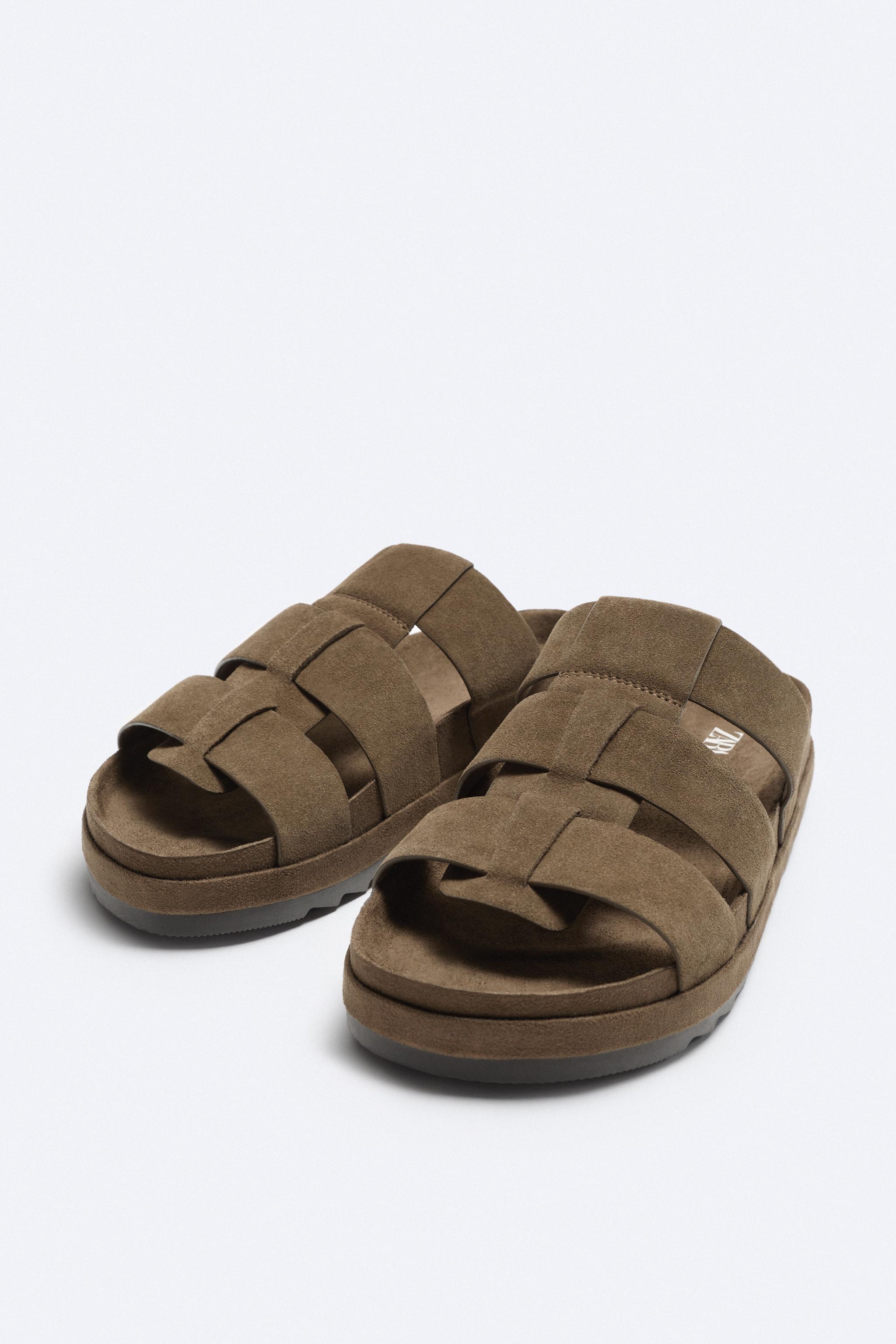 Leather Sandals Shoes Man ZARA India