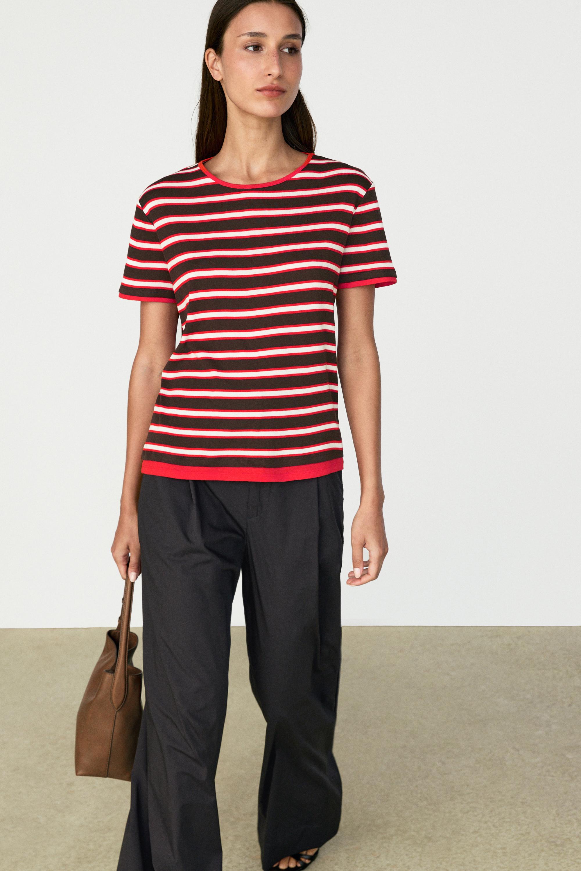 100% cotton short sleeve striped T-shirt