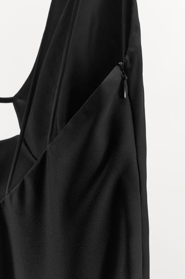 ROBE LONGUE BRETELLES SATIN E Noir ZARA France robe-longue-bretelles-satin-e-noir-zara-france