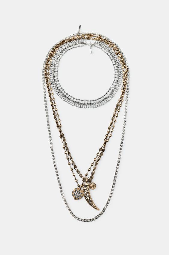 PACK OF 4 HORN AND STAR NECKLACES - Gold / Silver by Zara - Image 3