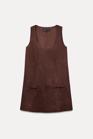 FAUX SUEDE SHORT DRESS - Brown by Zara