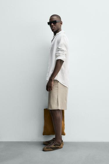 100% LINEN REGULAR FIT SHIRT - White by Zara - Image 3